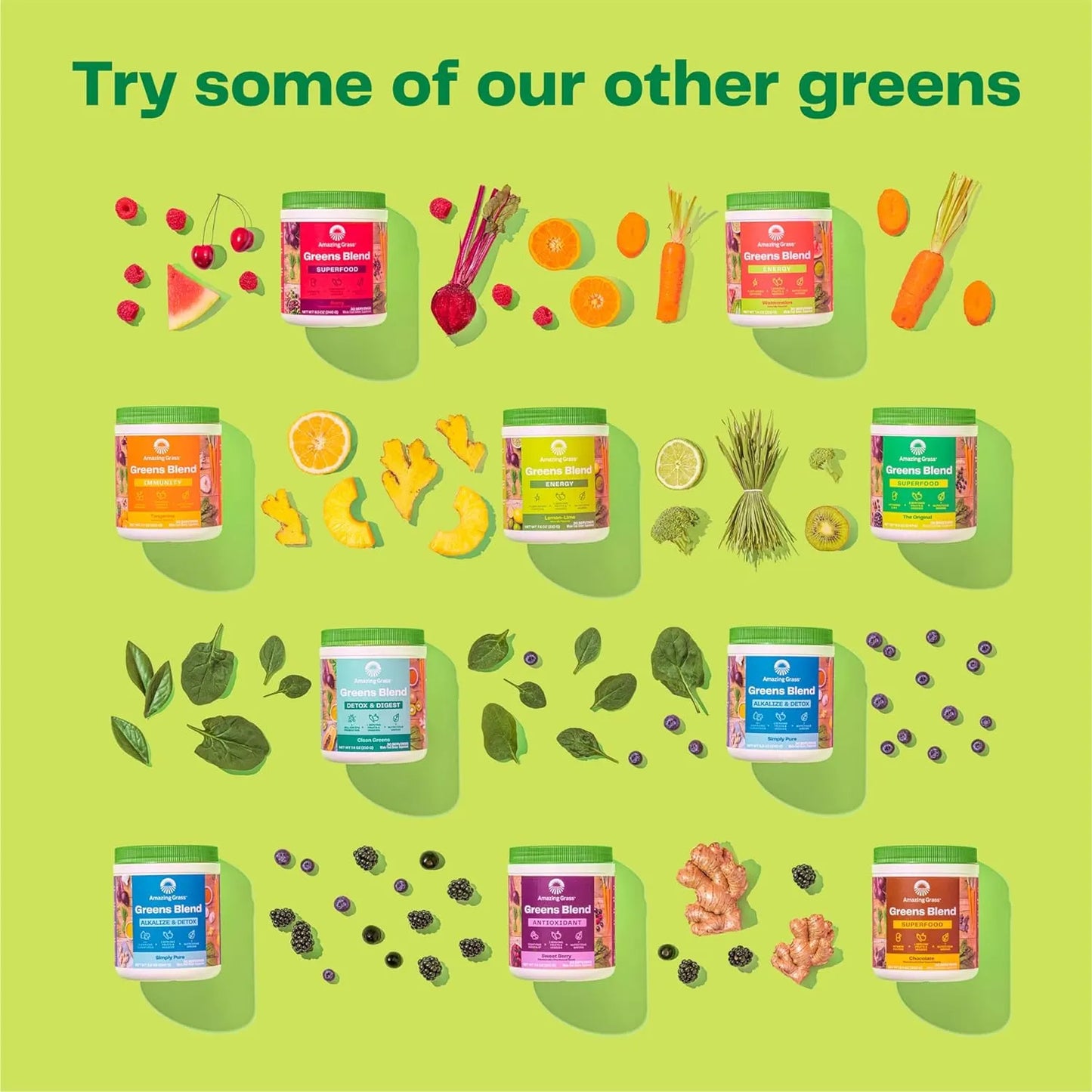 Amazing Grass Greens Blend Superalimento Original 480 Gr Polvo De Vegetales Con Probióticos