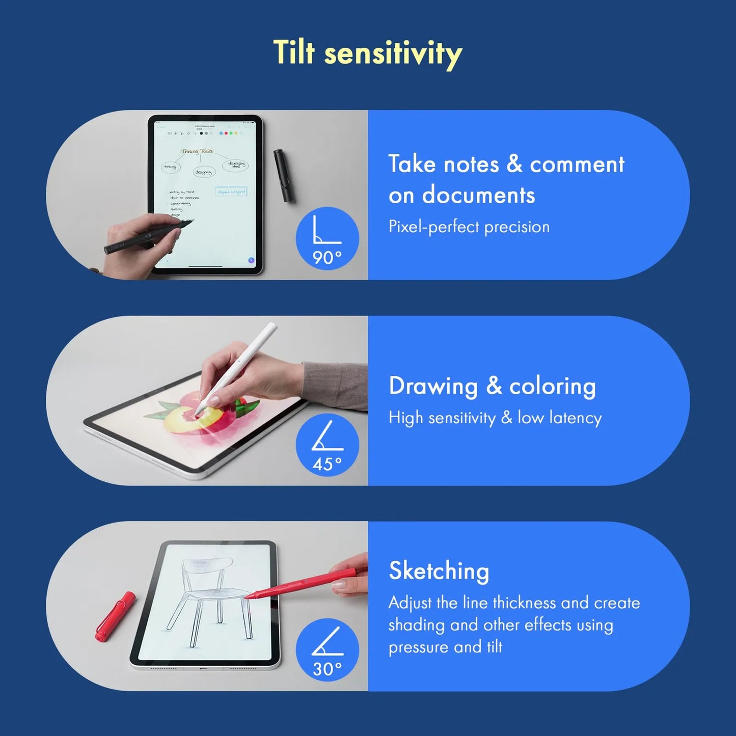 Lápiz Capacitivo Safari Note+ Para iPad Con Rechazo De Palma Y Sensibilidad Inclinación