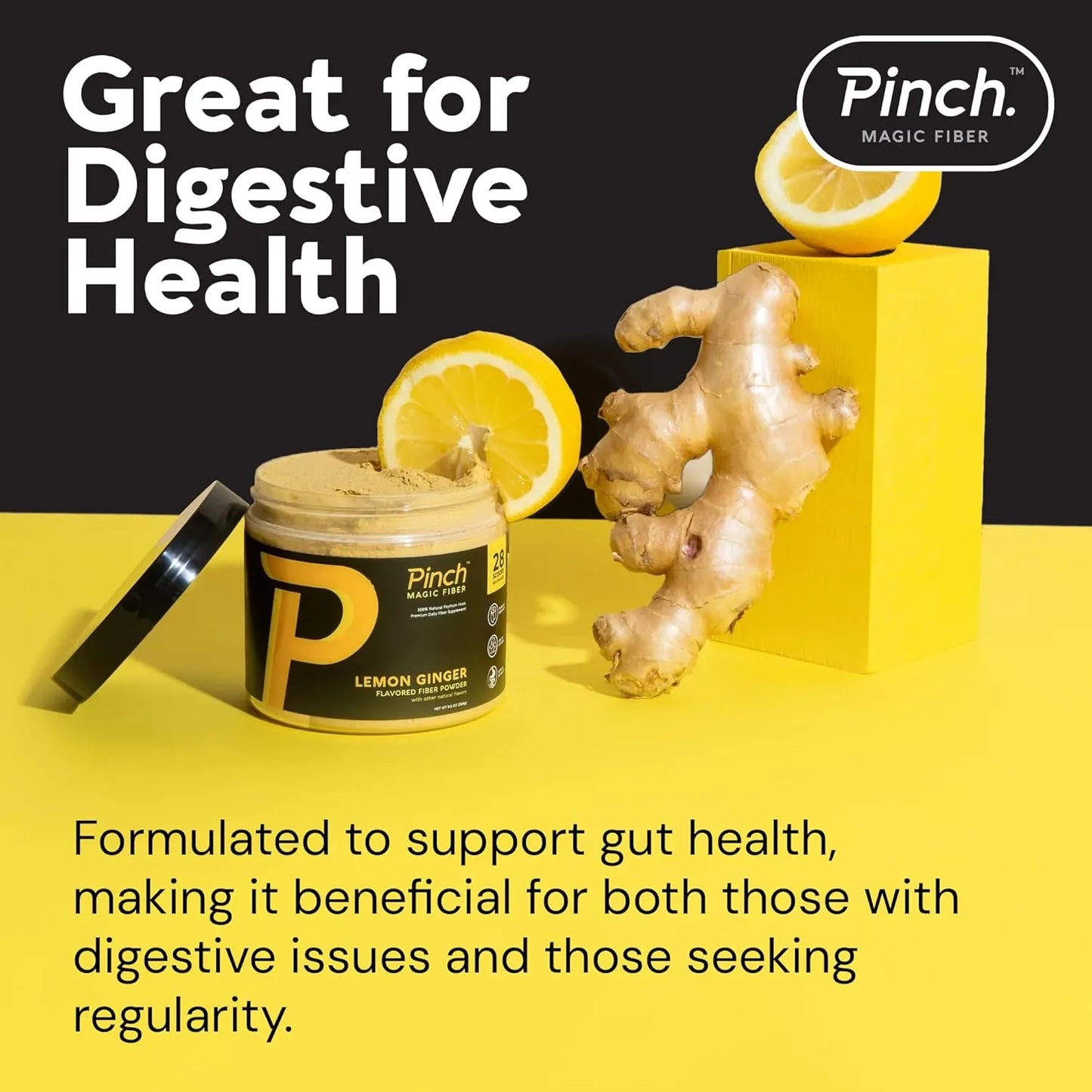 Polvo Prebiótico De Cáscara De Psyllium Con Limón Y Jengibre Para Digestión Saludable