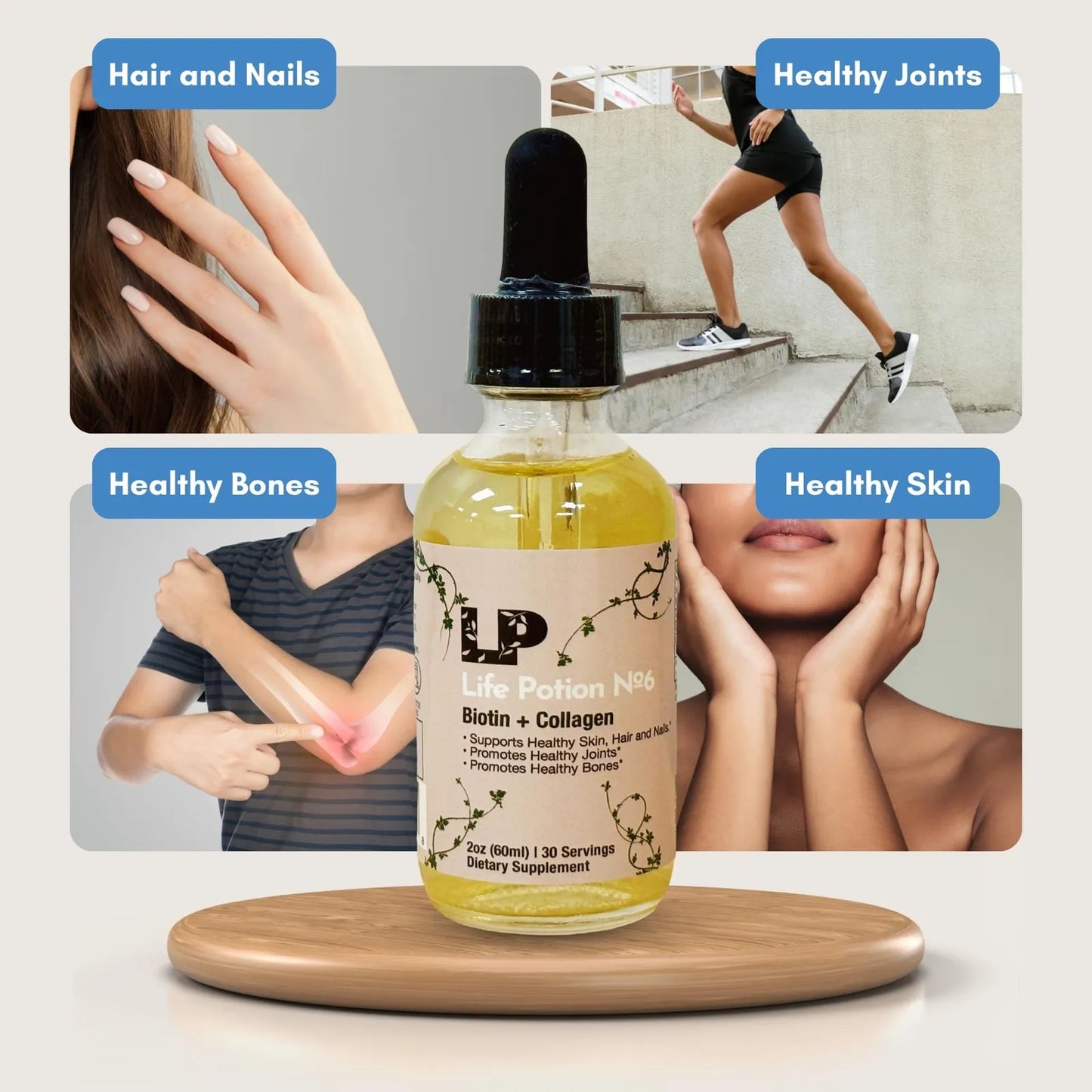 Life Potion 06 Colageno Y Biotina Crecimiento Cabello Extra Fuerte 50000 Mcg