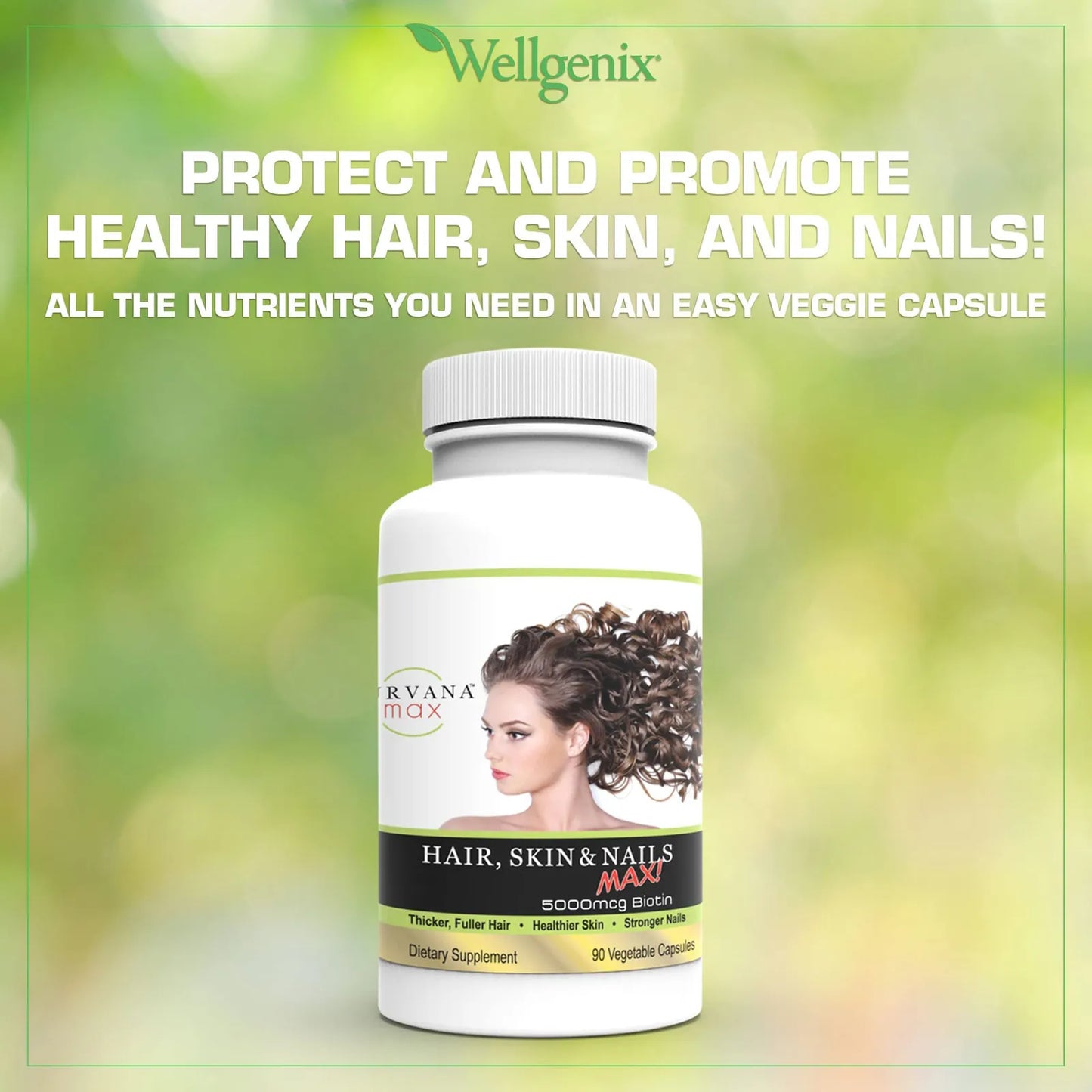 Purvana Max Cápsulas De Biotina 5000 Mcg Para Cabello Piel Y Uñas Con Raíz De Fo-Ti