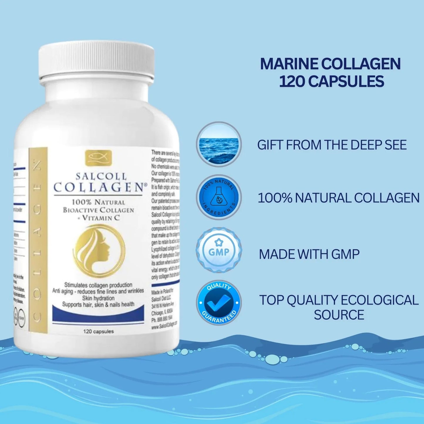 Cápsulas De Colágeno Marino Bioactivo Piel Cabello Uñas Antienvejecimiento