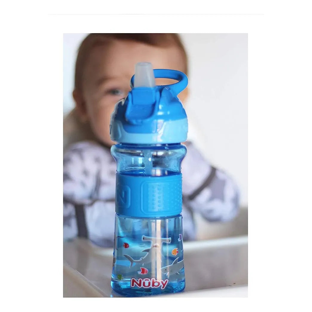 Botella De Agua Para Niños Con Boquilla Suave Diseño Tiburón 12 Onzas