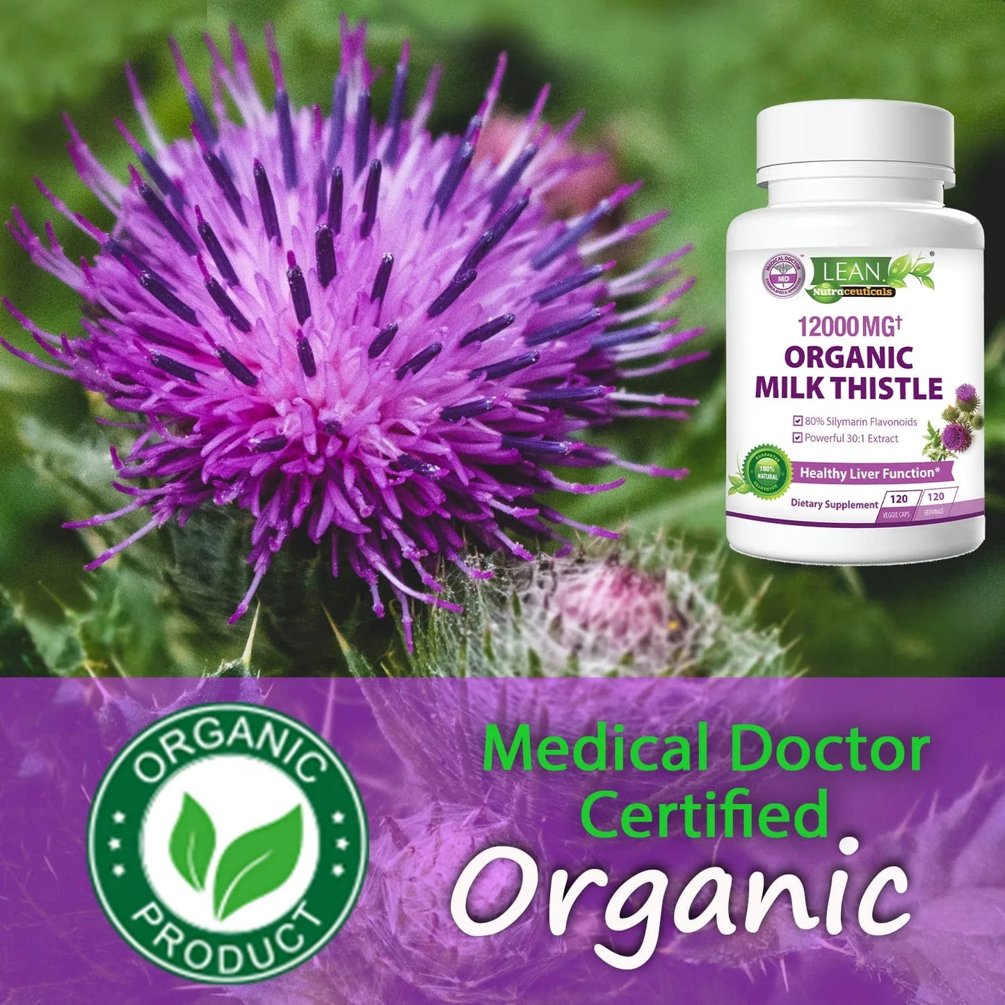 Liver Renew Cleanse Detox & Repair Cardo Mariano Organico 120 Dias 12000 Mg