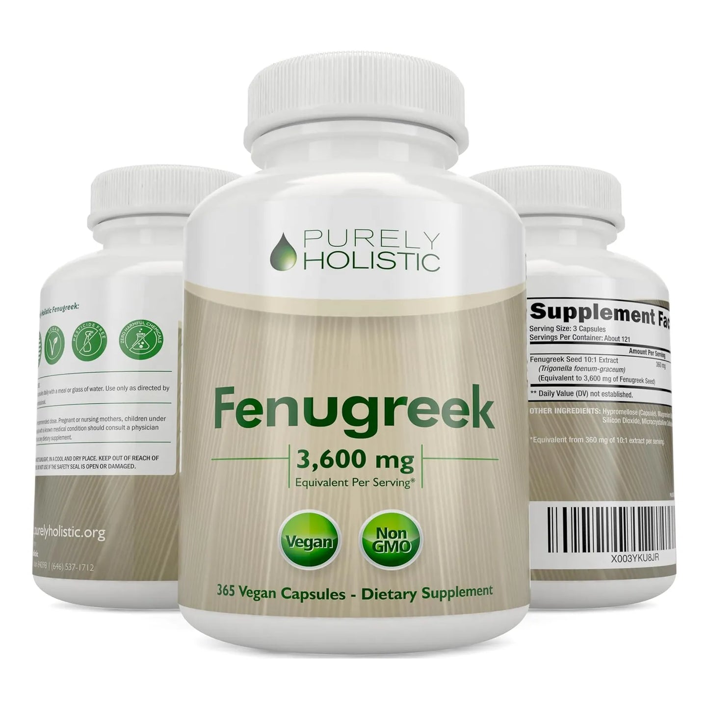 Capsulas De Fenogreco 3600 Mg 365 Unidades Extracto Concentrado Vegano Sin Omg