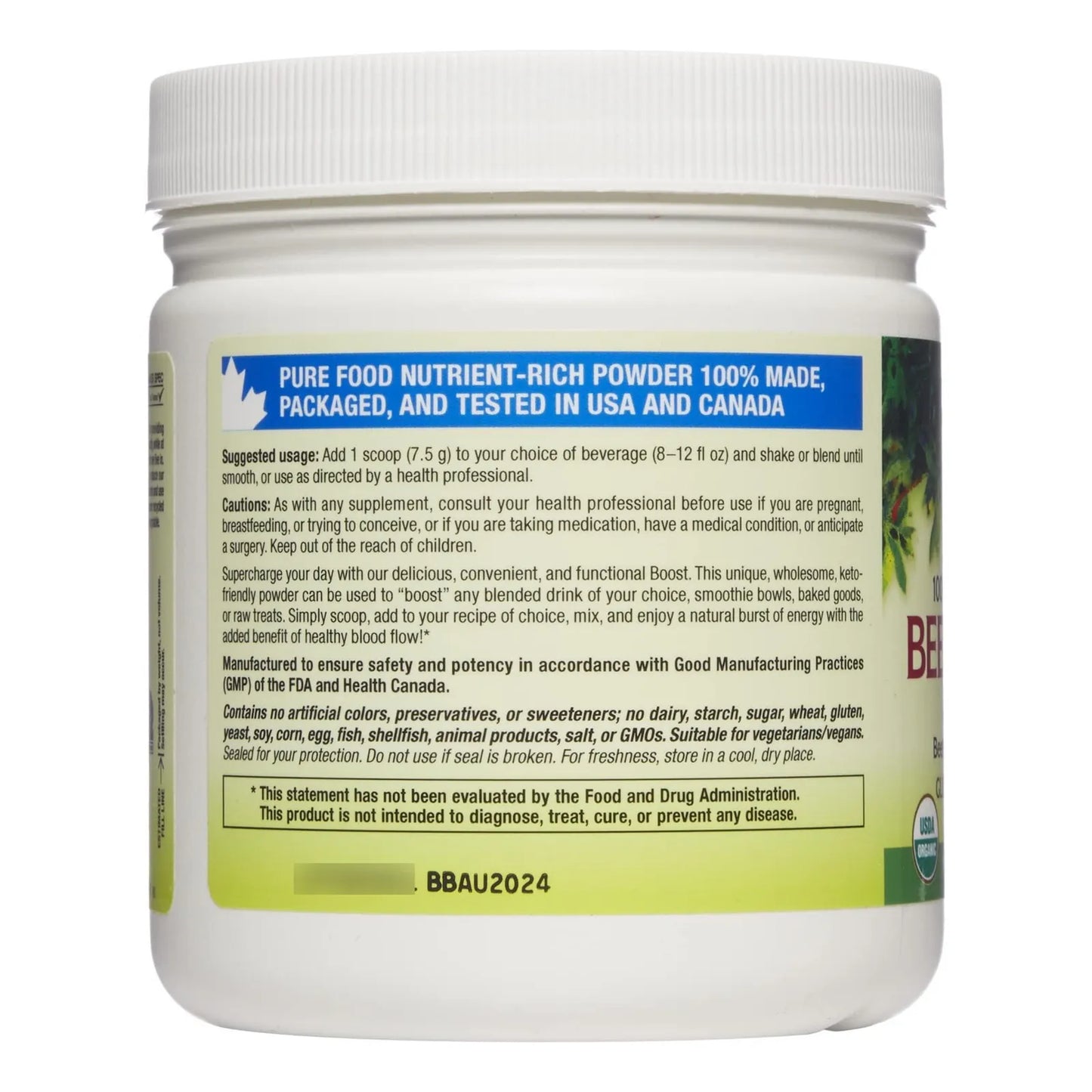 Polvo De Remolacha Y Bayas Antioxidantes 188g Mezcla Natural Para Energía Y Salud Muscular