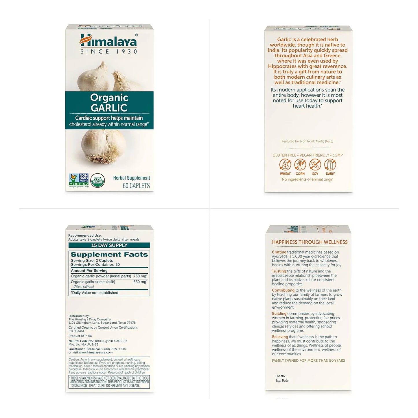 Ajo Organico Himalaya 1400 Mg 60 Capsulas Soporte Cardiaco Y Colesterol