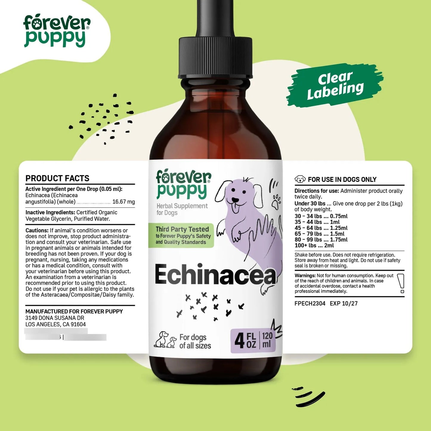 Gotas De Equinácea Para Perros Apoyo Inmunológico Y Salud Respiratoria 4 Fl Oz