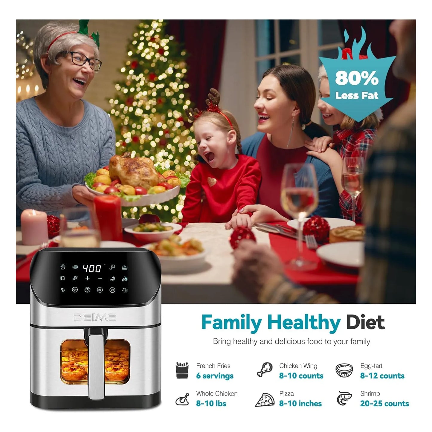 Freidora De Aire De 23.5 Litros DEIME Sin Aceite 1500W 10 Programas