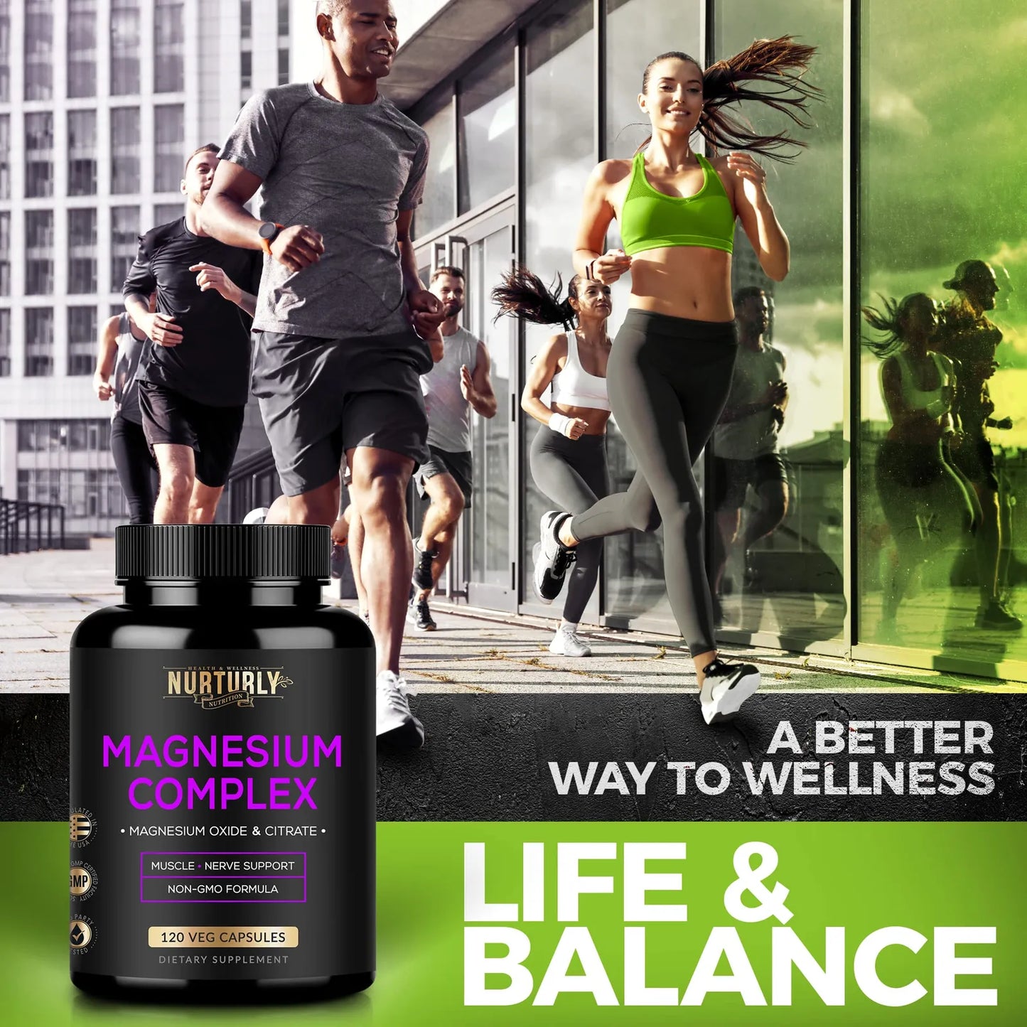 Complejo De Magnesio 500 Mg Alta Absorción Apoyo Fuerza Ósea Y Muscular 360 Cápsulas Veganas