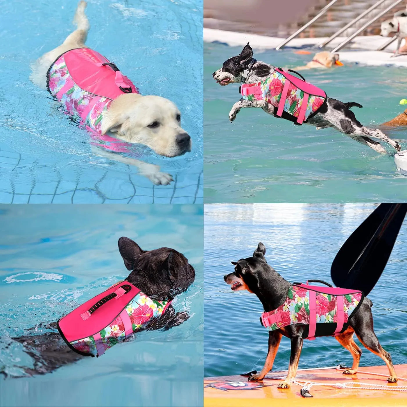 Chaleco Salvavidas Perros Ripstop Reflectante Ajustable Seguridad Estilo Hawaiano