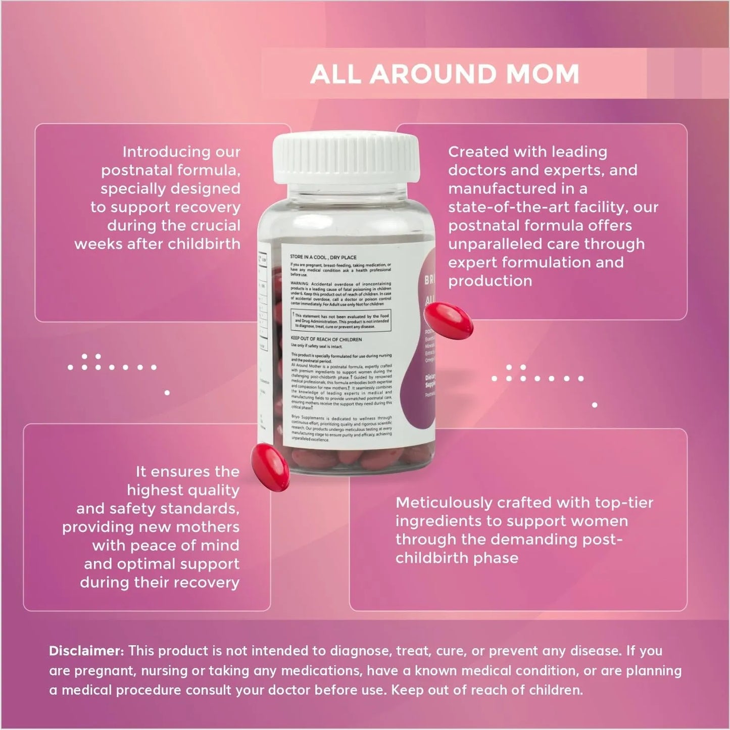 All Around Mom Suplemento Dietético Postnatal Colágeno Vitaminas Omega3 60 Cápsulas