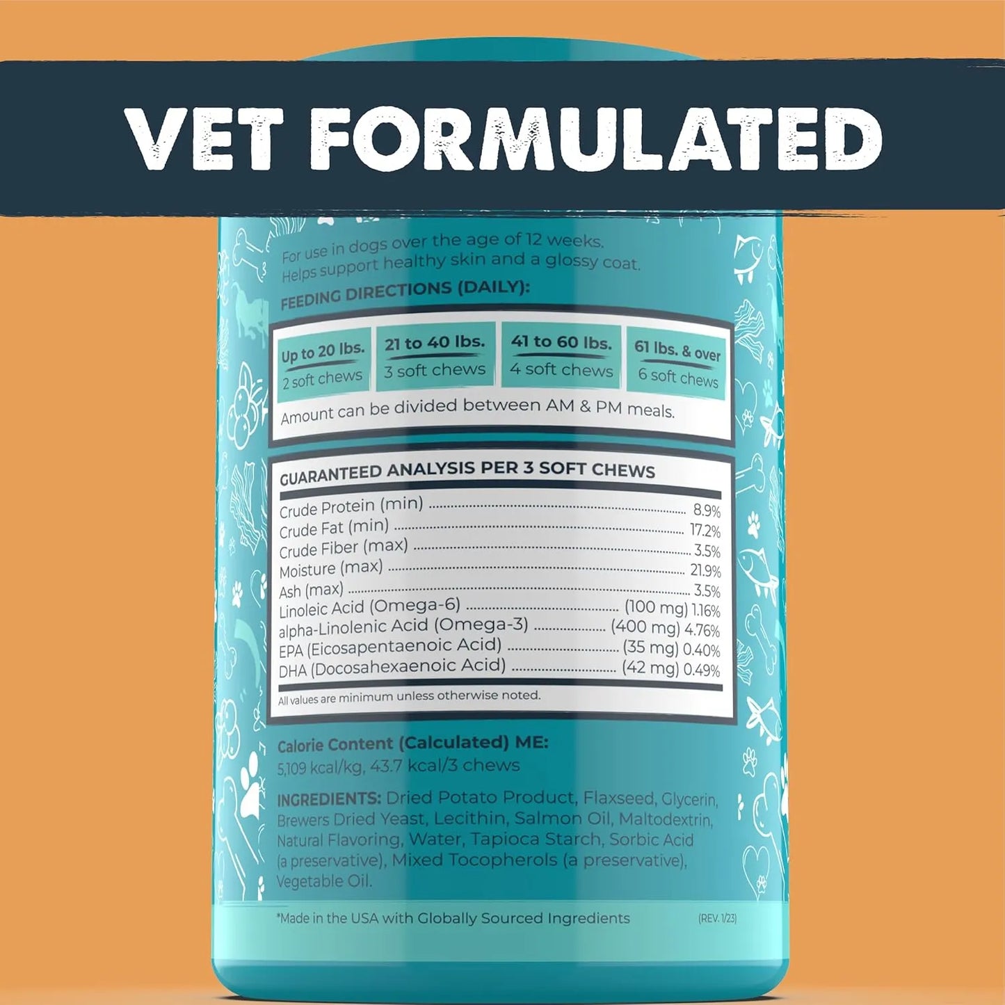 Aceite De Pescado Omega 3 Masticable Para Perros 120 Unidades Mighty Paw Waggables