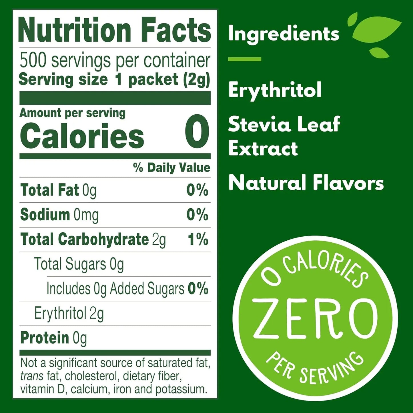 Truvia Natural Stevia Edulcorante Sin Calorias 500 Paquetes