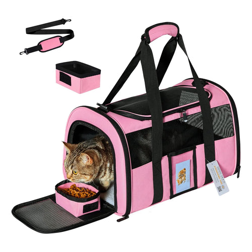 Transportador Para Mascotas Aprobado Por Aerolíneas Plegable Y Suave Color Rosa
