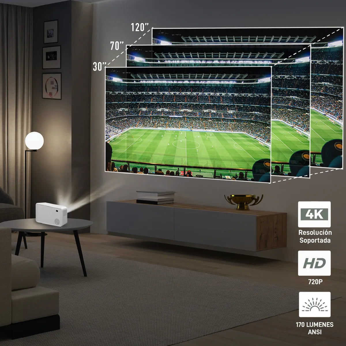 Proyector Chowa 4K HD Portátil Android Wifi 170 Lúmenes Cine En Casa