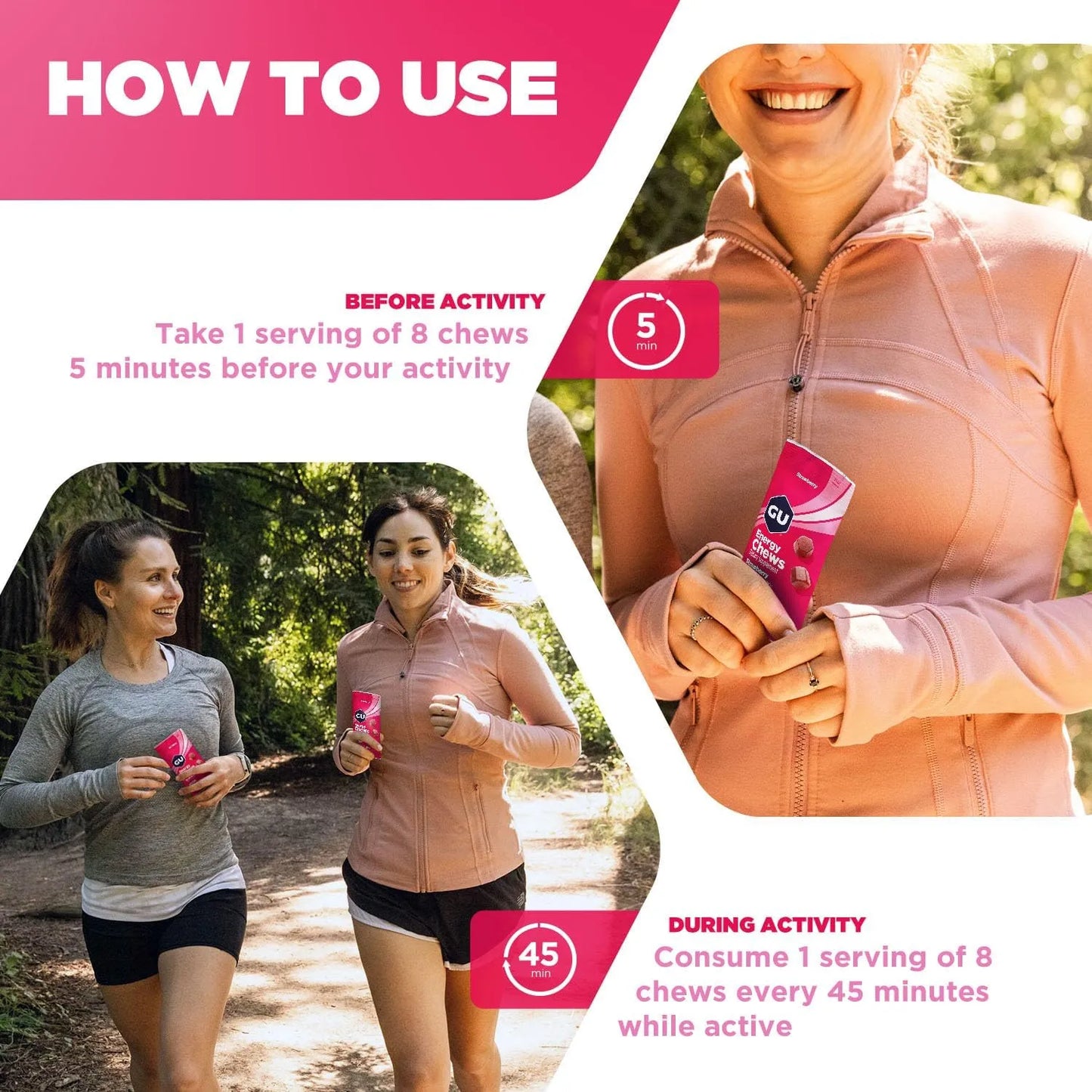 Gomitas Energéticas De Fresa Con Electrolitos 20 Mg Cafeína GU Energy