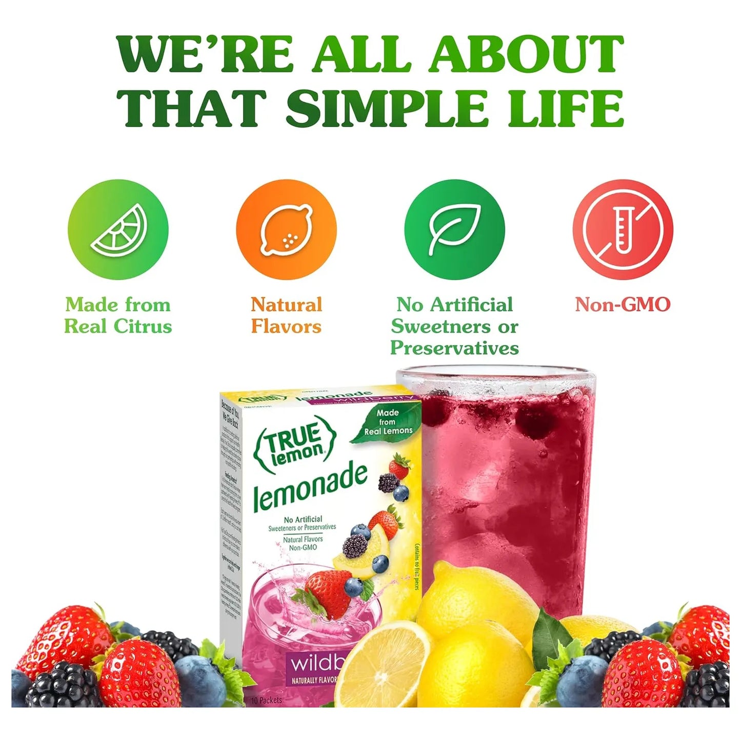 True Lemon Wildberry Lemonade Mezcla De Bebida Potenciadora De Agua Con Sabor Natural