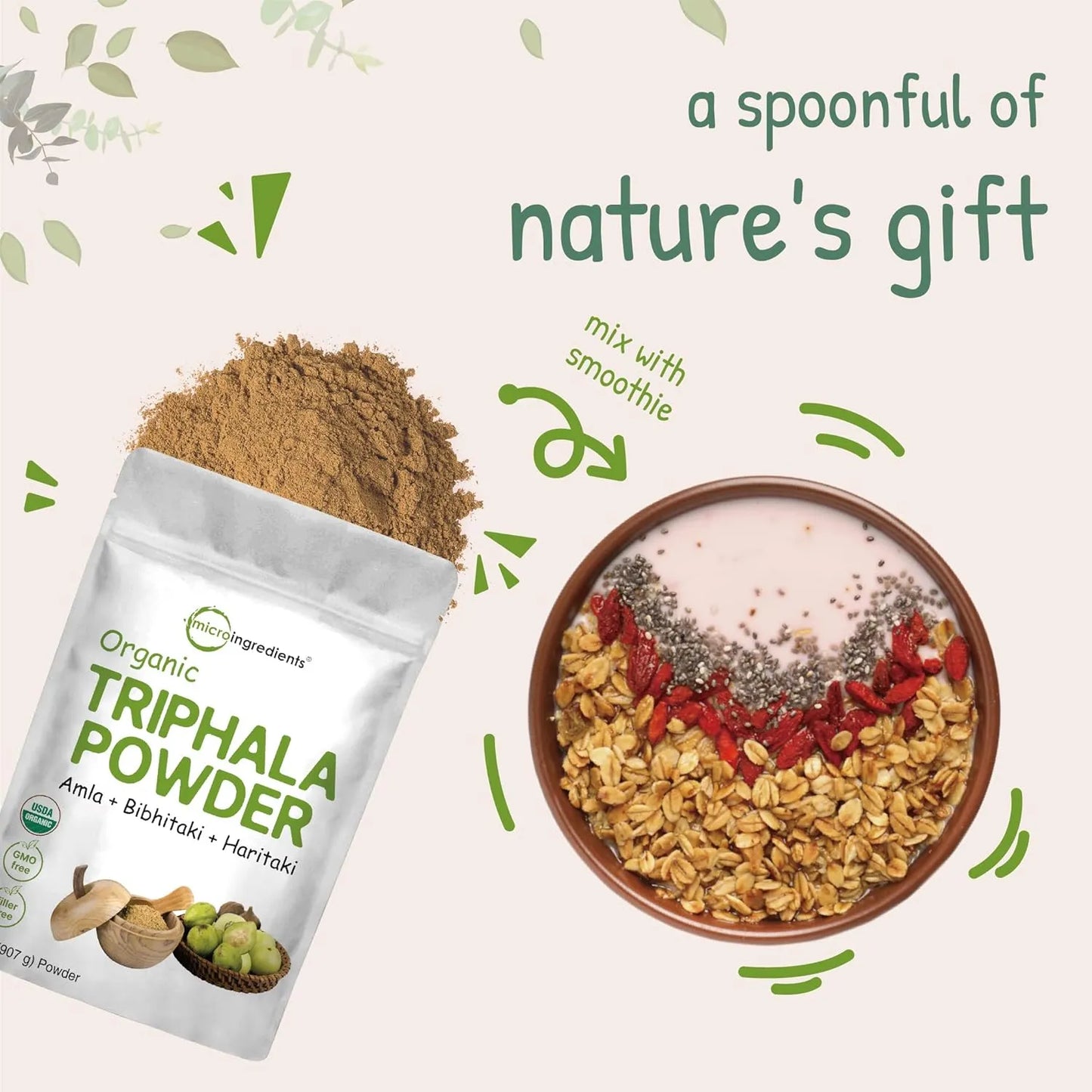 Polvo Organico Triphala 2 Kg Amla Haritaki Bibhitaki Salud Digestiva E Inmunologica