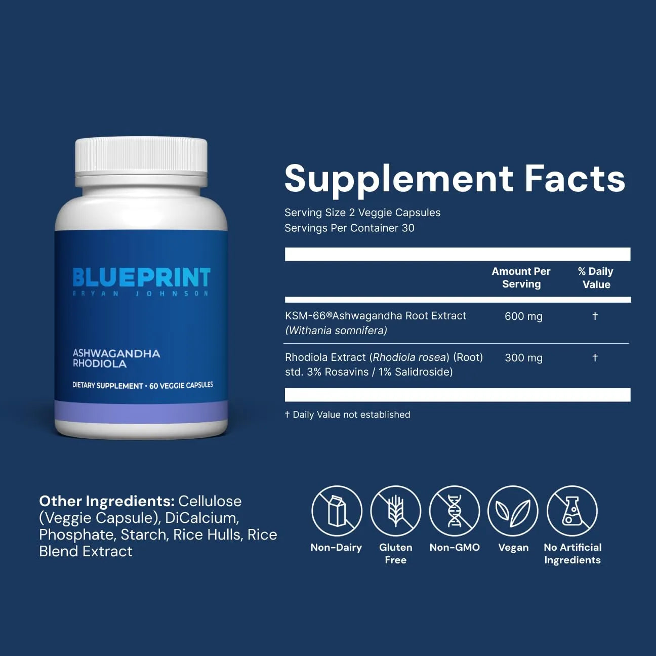 Suplemento Ashwagandha Y Rhodiola 600 Mg Apoya Energía Calma Y Función Cognitiva