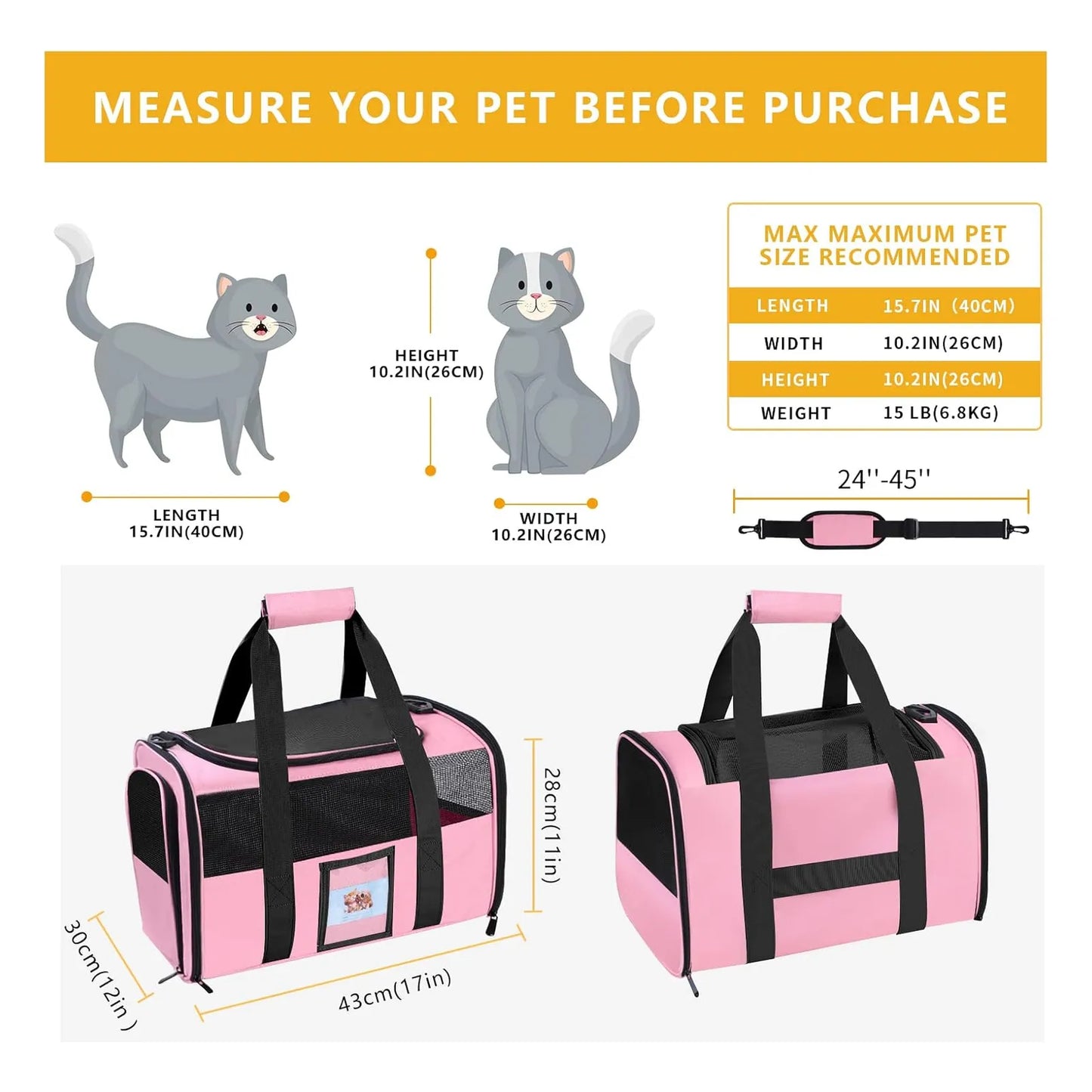 Transportador Para Mascotas Aprobado Por Aerolíneas Plegable Y Suave Color Rosa