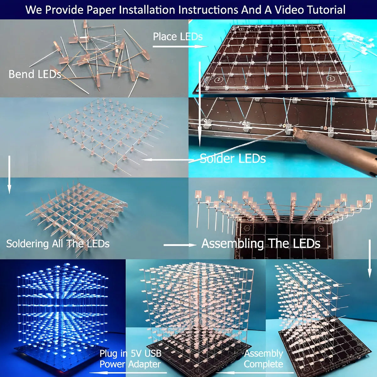 Kit De Luz Led 3D Icubesmart Para Bricolaje 31x31x31 Educativo Y Divertido