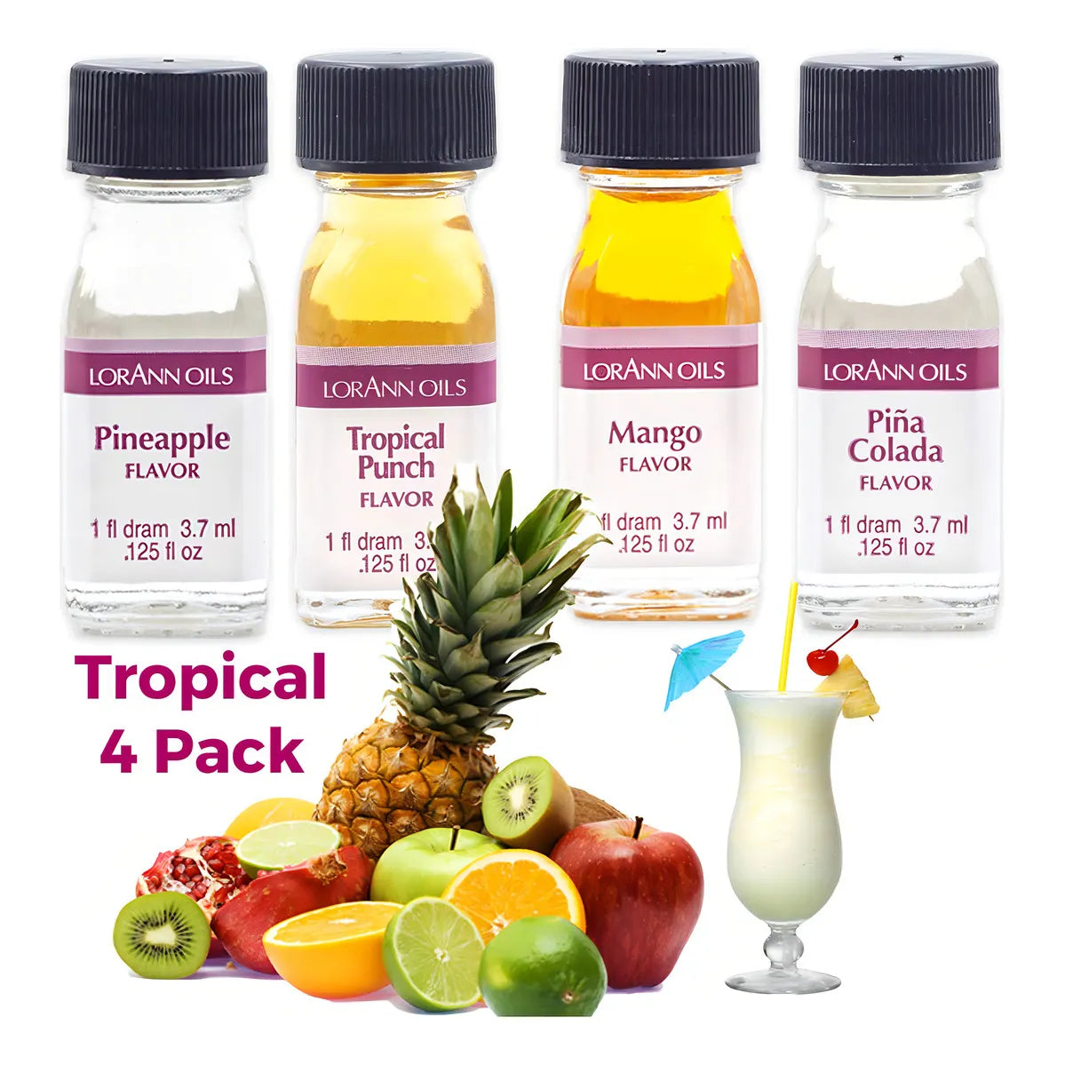 Pack 4 Sabores Tropicales Lorann Aceites Esencia 037 Ml Intensos