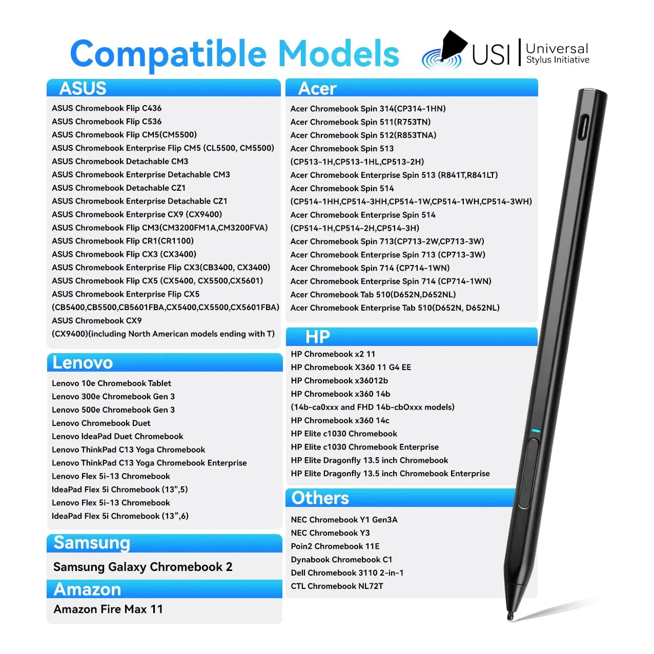 Lápiz Óptico USI 2.0 Para Fire Max 11 Con Función De Inclinación Y Rechazo De Palma