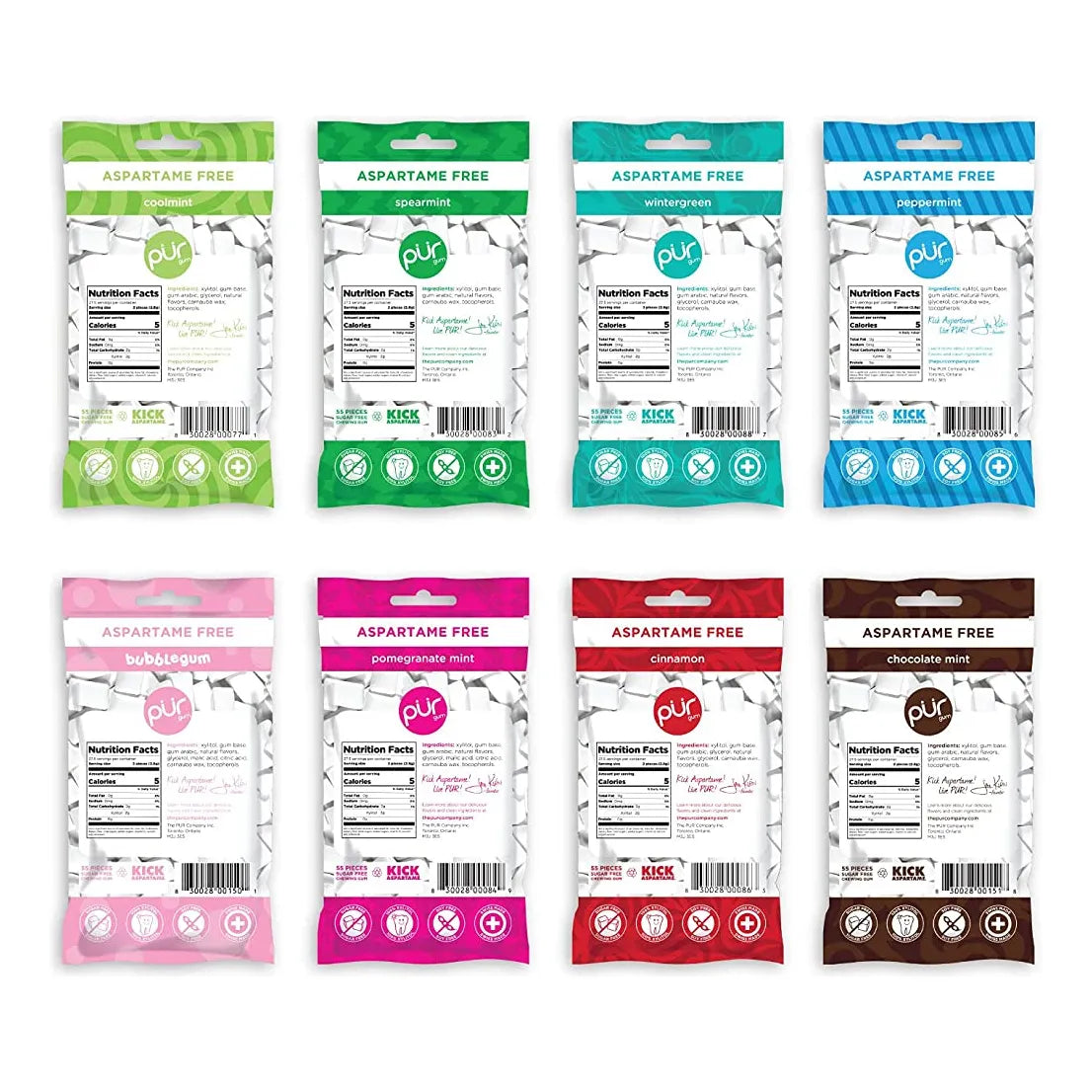 Chicles Sin Azúcar Veganos Sabor Variedad Pack De 8 Frescura Natural Xilitol