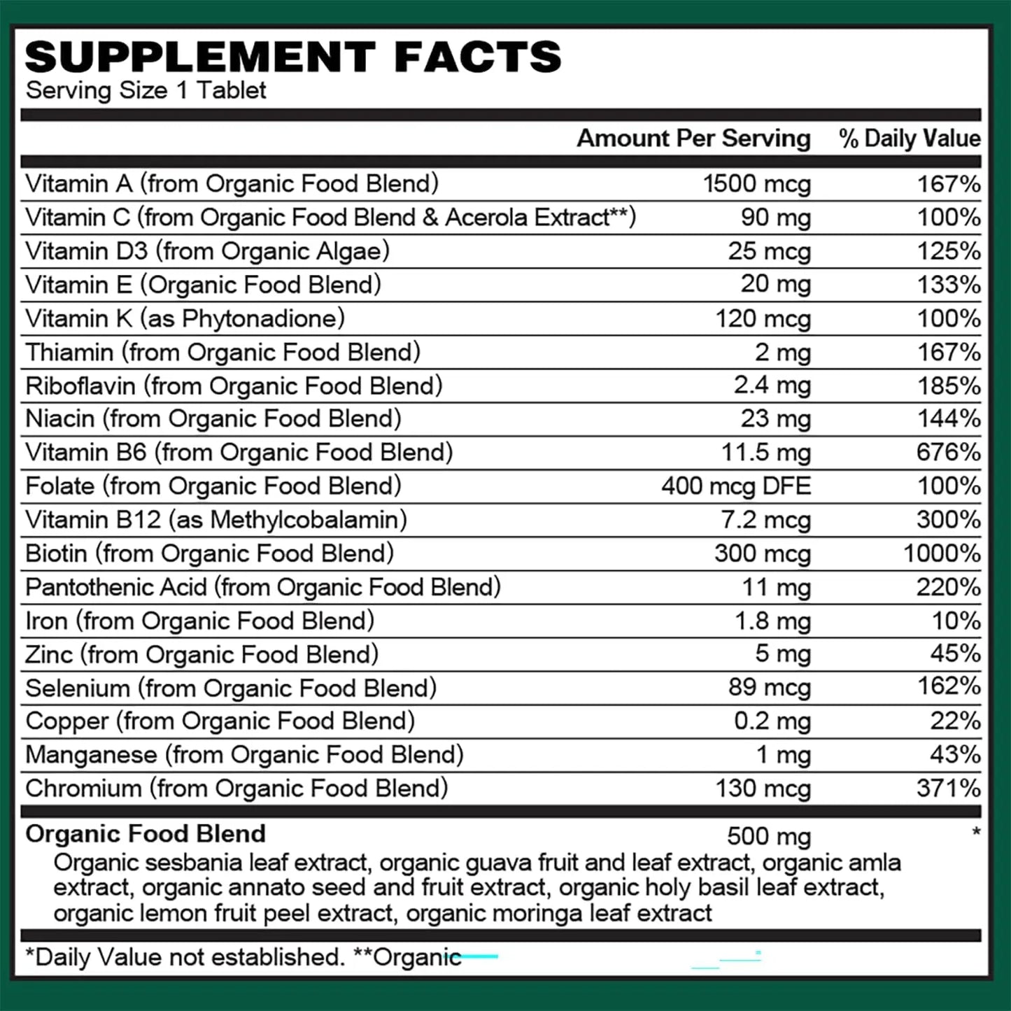 Multivitaminico Organico Diario Para Hombres Energia Salud Corazon 60 Tabletas