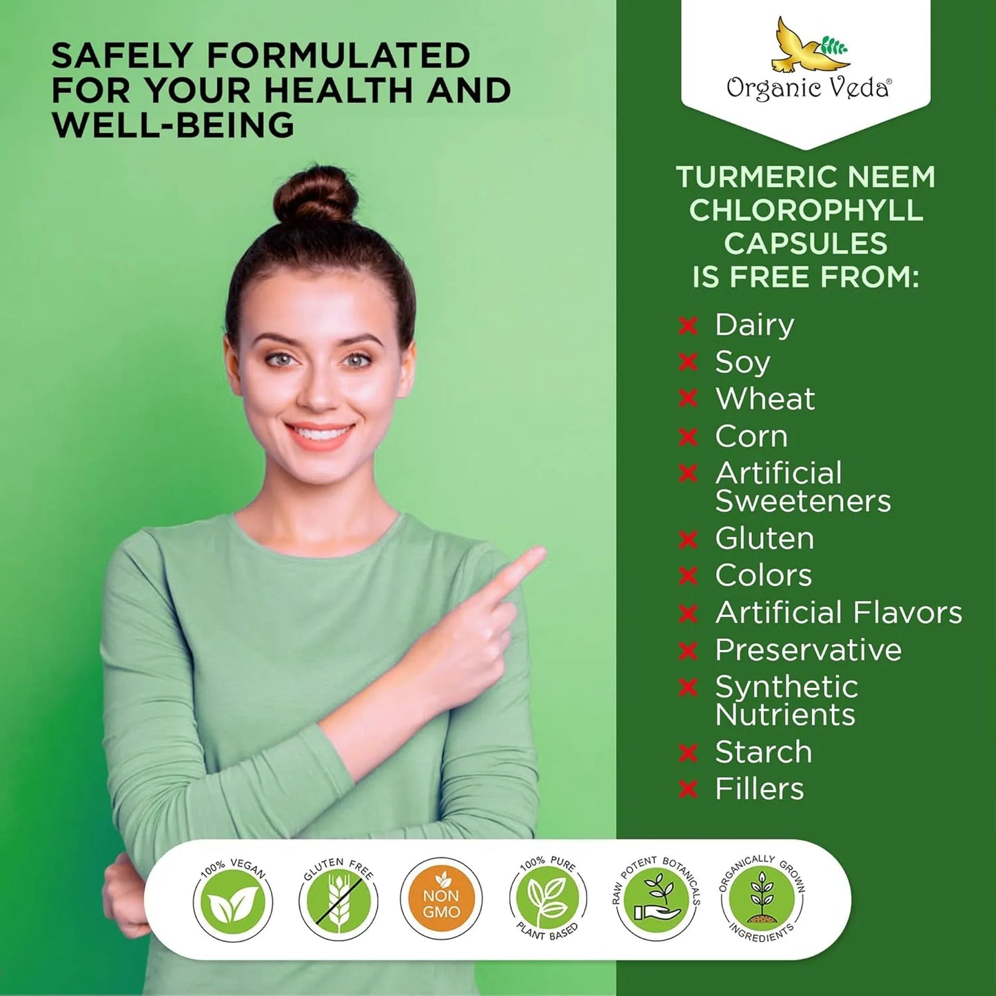 Capsulas Organic De Neem Y Curcuma Con Vitaminas Y Verdura Piel Clara Y Salud Intestinal
