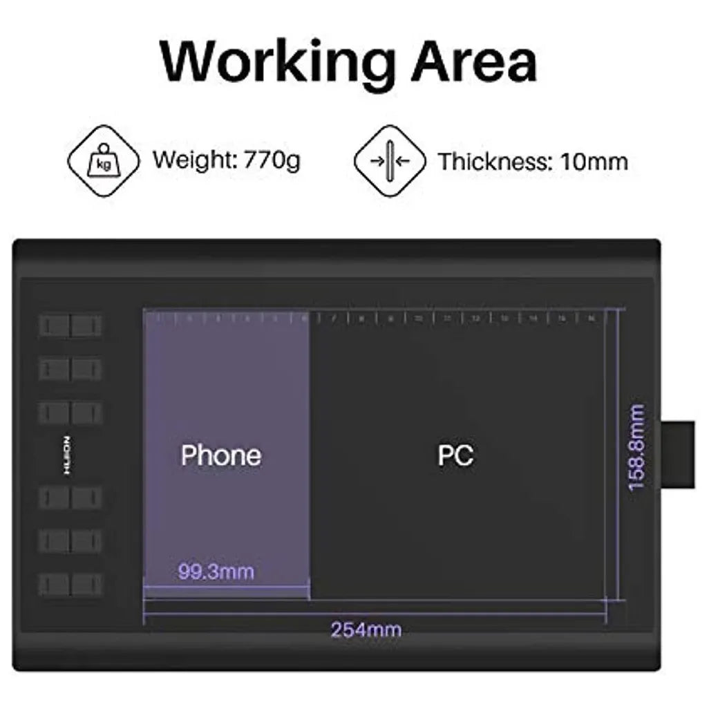 Tableta Grafica Huion Inspiroy H1060P Lapiz Sin Bateria 8192 Niveles Presion
