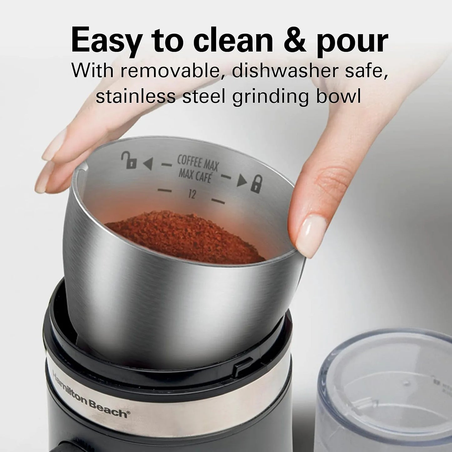Molinillo De Café Eléctrico Hamilton Beach Ajustable 14 Tazas Acero Inoxidable