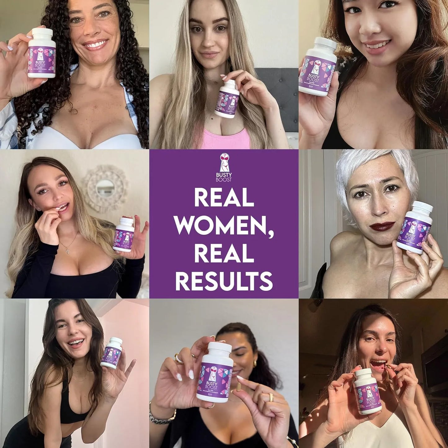 Píldoras Busty Boost Aumento De Busto Natural 60 Cápsulas Fenogreco Y Maca