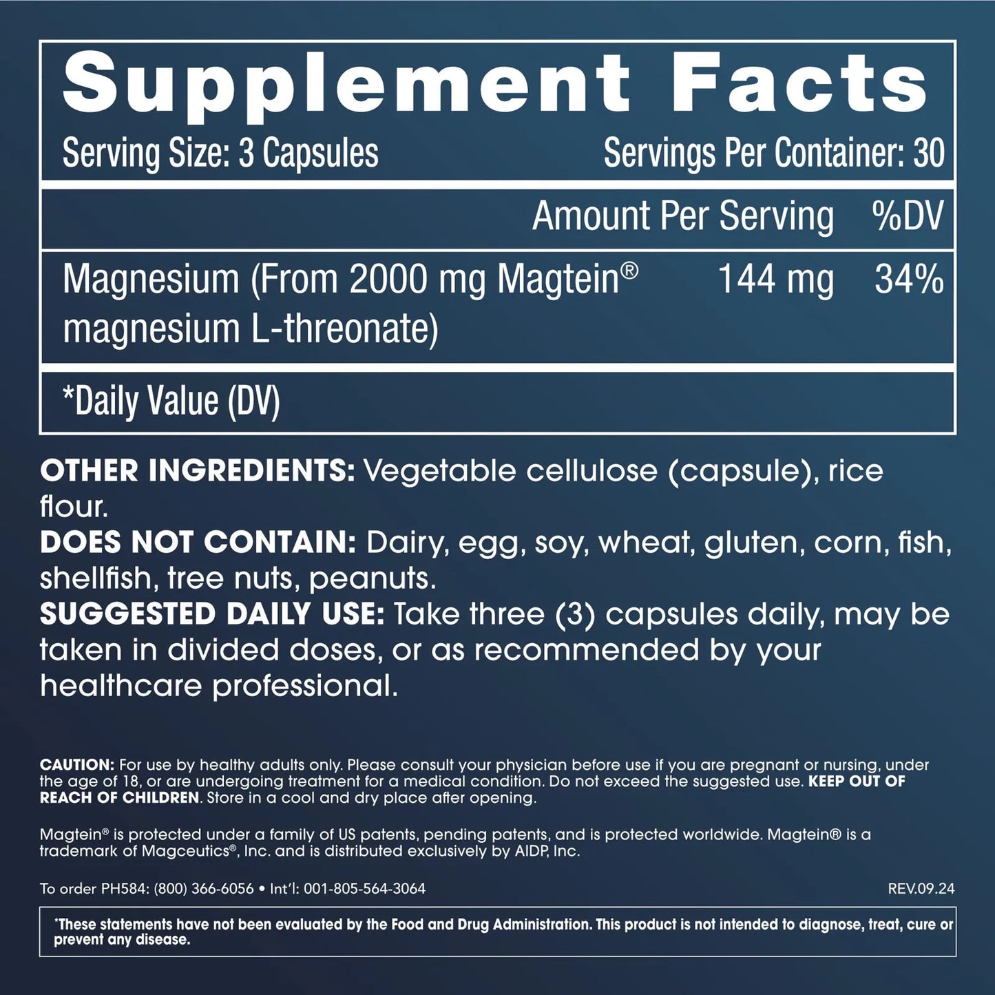 Magnesio L Treonato Magtein 90 Capsulas Salud Cerebral Memoria Concentracion