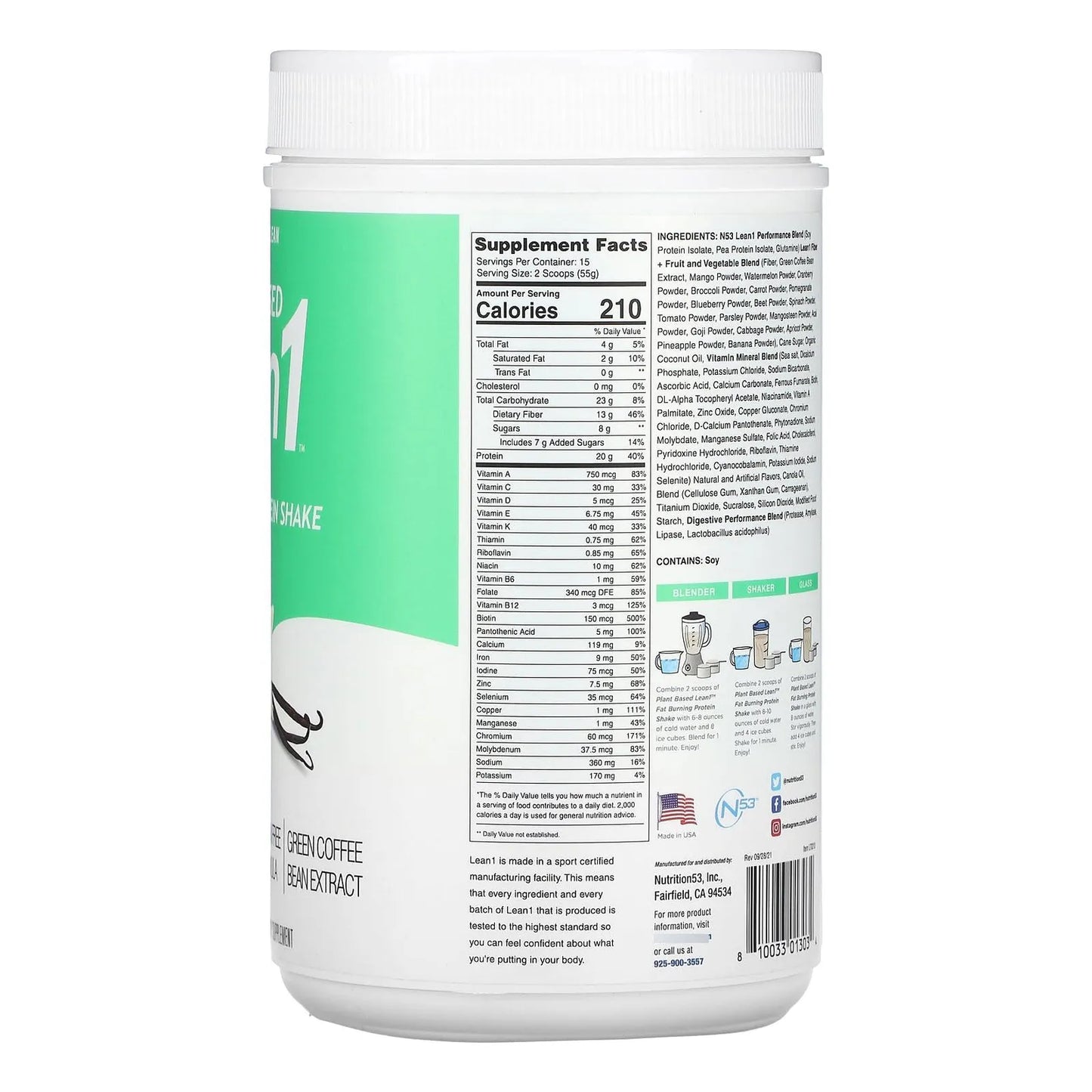 Suplemento Nutrition 53 Reemplazo De Comida Quemador De Grasas Sabor Vainilla 500g