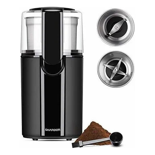 Shardor Molinillo Electrico Para Cafe Y Especias 2 Cuenco Acero Inoxidable 200W Negro