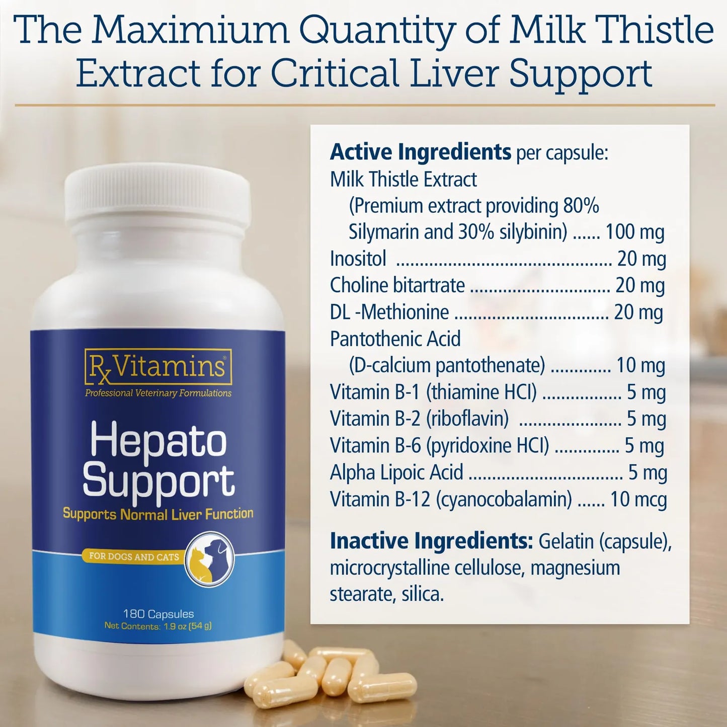 Suplemento Hepato Support Para Perros Y Gatos Con Cardo Mariano Y Vitaminas B