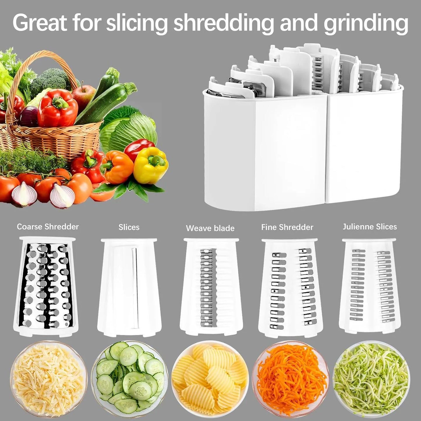 Rallador 5 En 1 Multifuncional Mandolina Verduras Queso Facil Limpieza