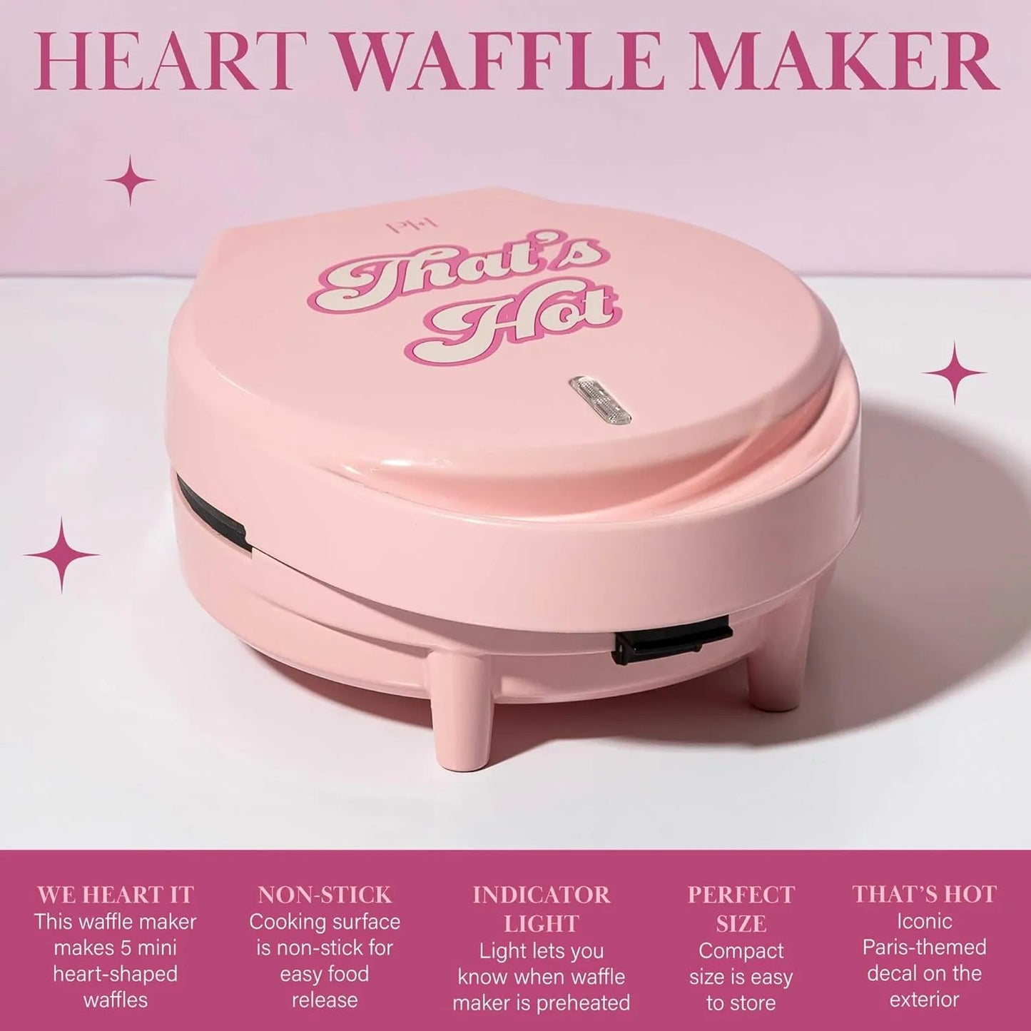 Máquina Para Hacer Gofres De Corazón, Produce 5 Mini Gofres