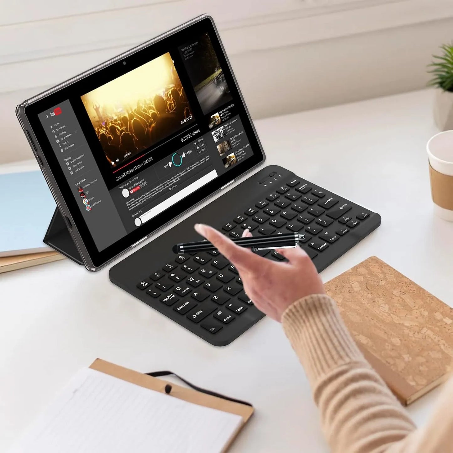Tablet 10 PuLG 2 En 1 4GB RAM 128GB Teclado Mouse Funda Lápiz Android 11