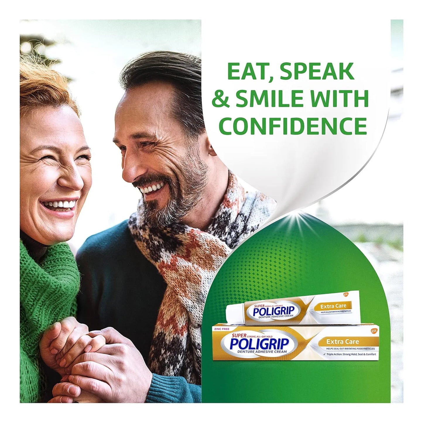 Super Poligrip Extra Care Crema Adhesiva Sin Zinc Paquete De 4 Tubos Sujeción Duradera