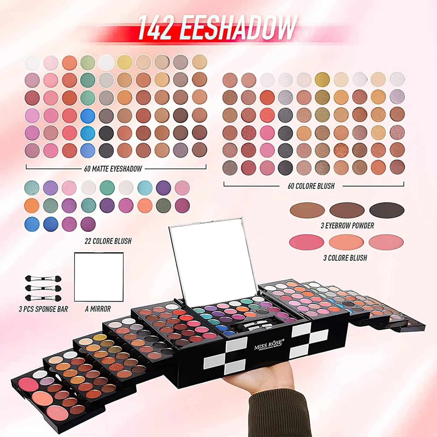 Paleta De Maquillaje 148 Colores Kit Profesional Todo En Uno Miss Rose M