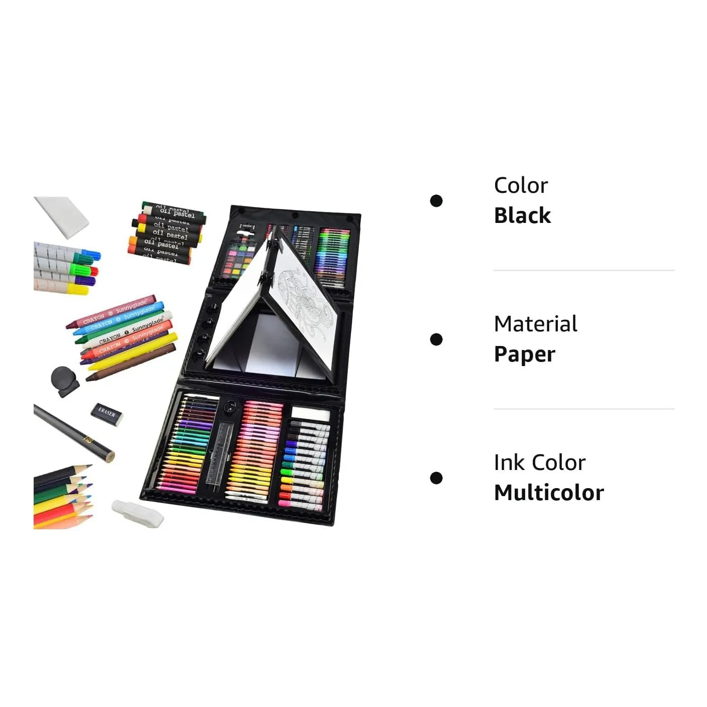 Kit De Pintura Y Dibujo 185 Piezas Con Caballete Doble Cara Materiales Profesionales