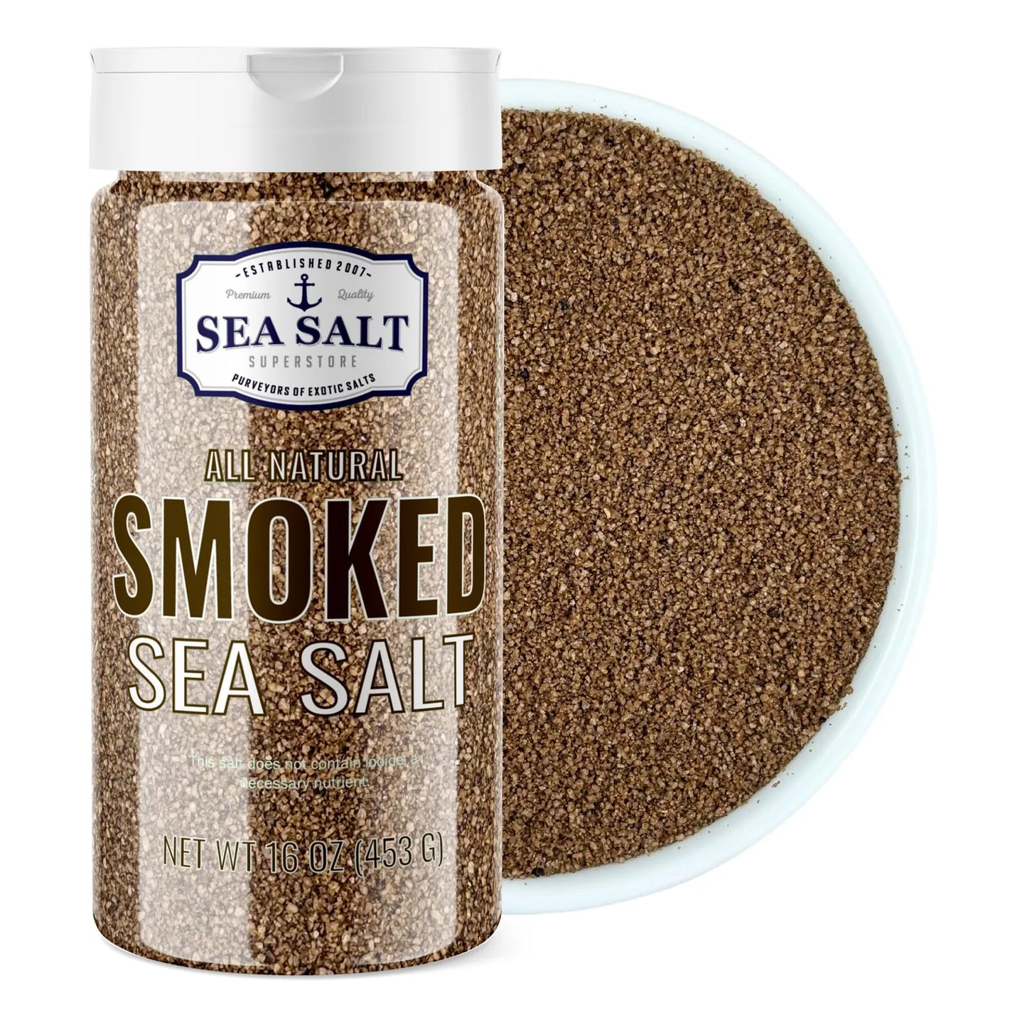 Sal Marina Ahumada Fria Grano Fino Madera Aliso Kosher 1 Libra