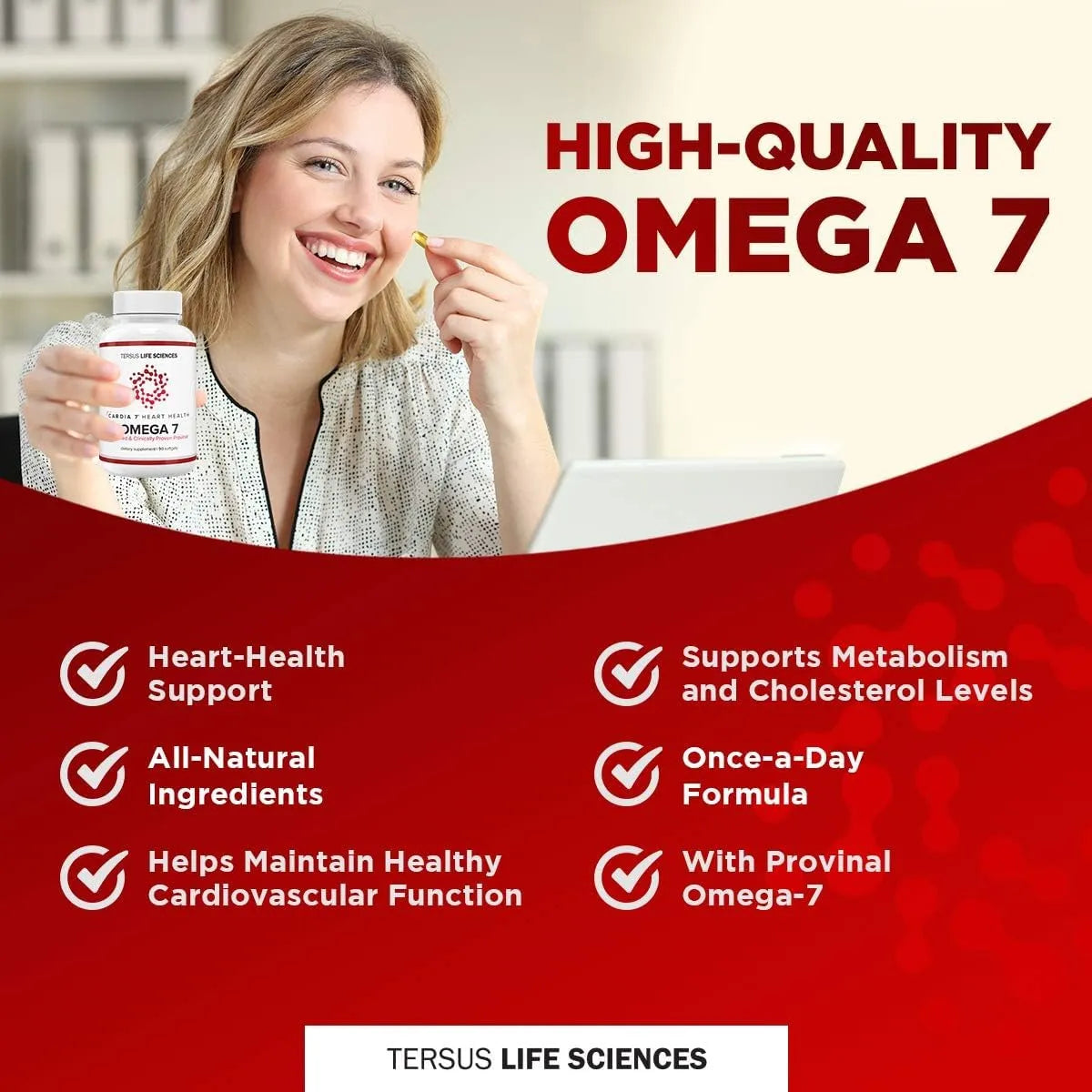 Cardia 7 Heart Health Omega 7 Suplemento Cardiaco Sin Olor a Pescado 60 Geles