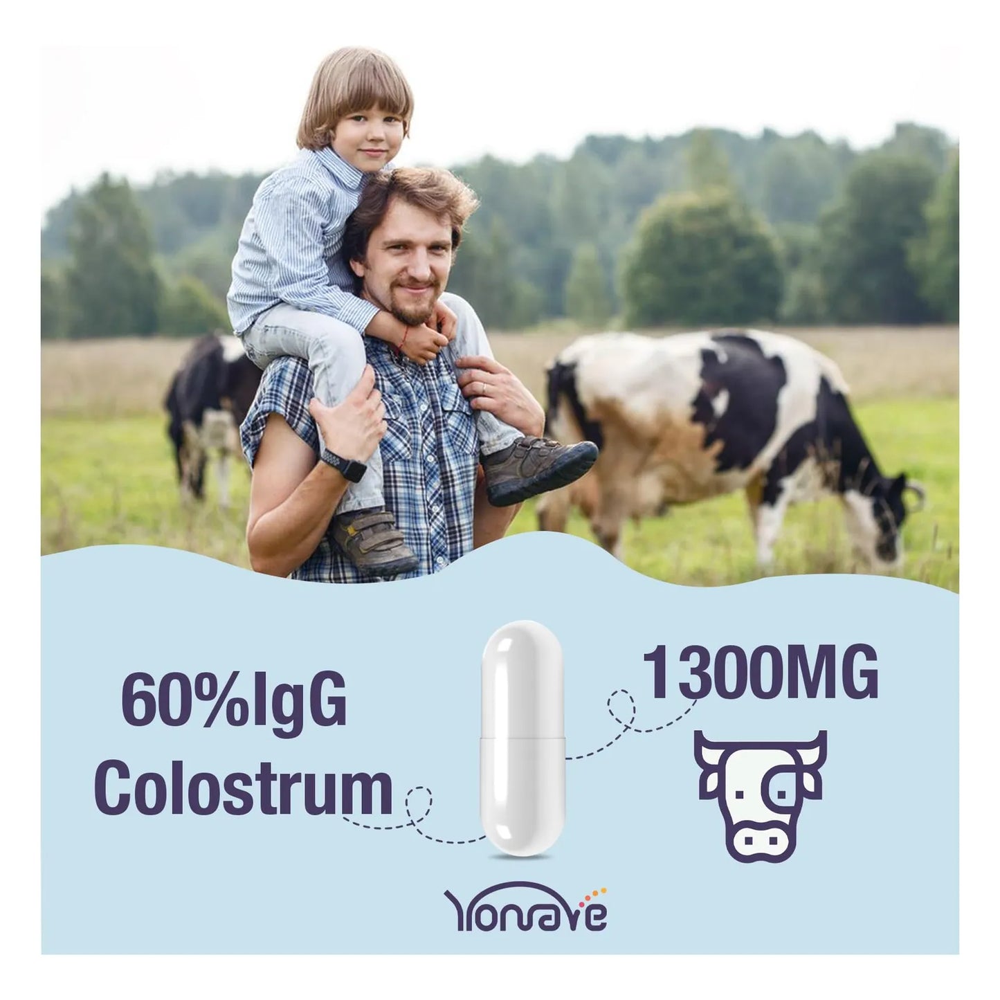 Capsulas De Calostro Bovino 1300 Mg 60 Igg Soporte Inmune E Intestinal 120 Caps