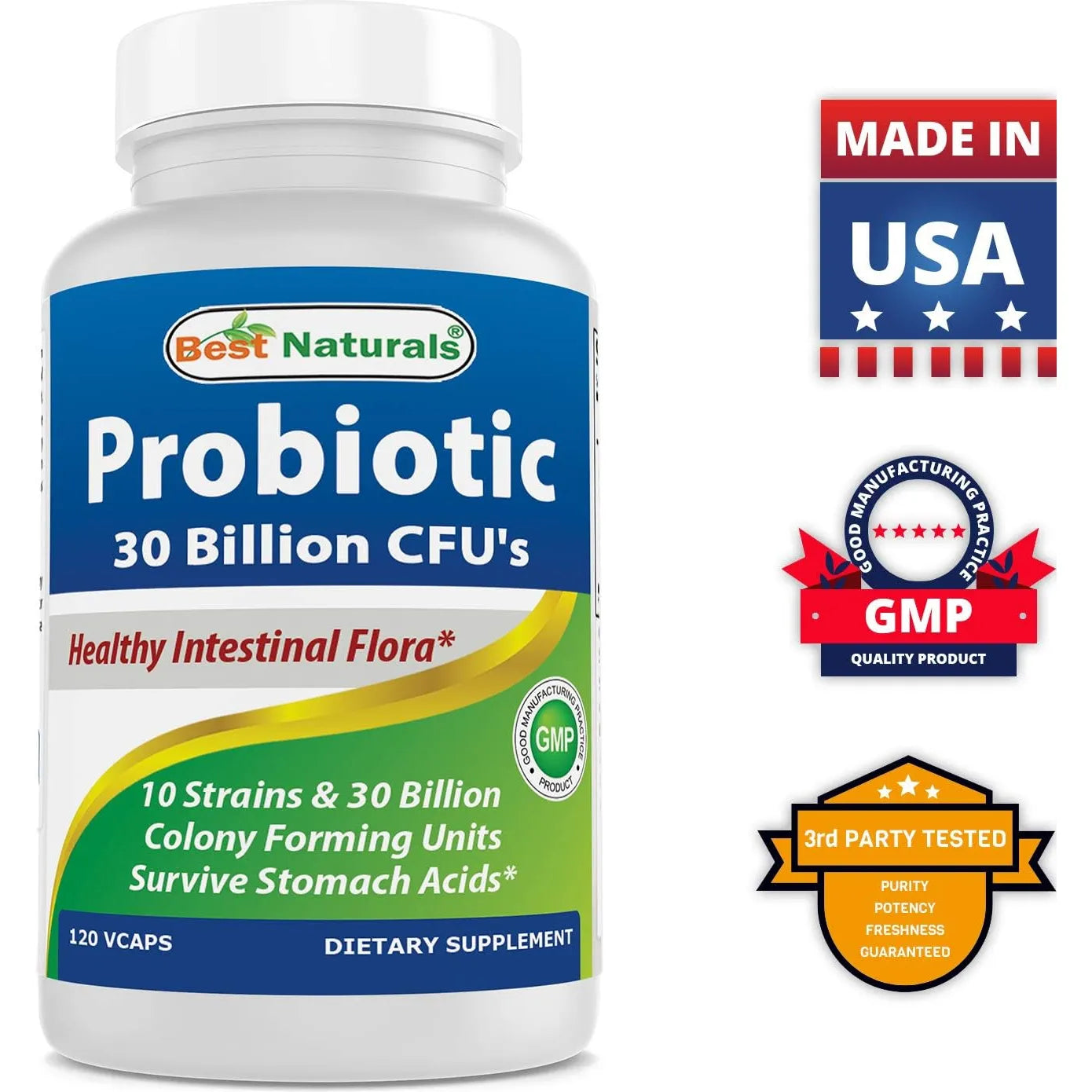 Probiotico 10 Cepas 30 Mil Millones UFC Cápsulas Vegetarianas Sin Gluten