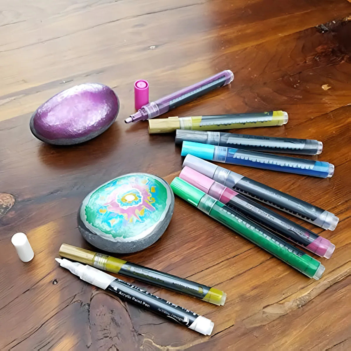 35 Bolígrafos De Pintura Acrílica Metálica Punta Extrafina Y Mediana 22 Colores