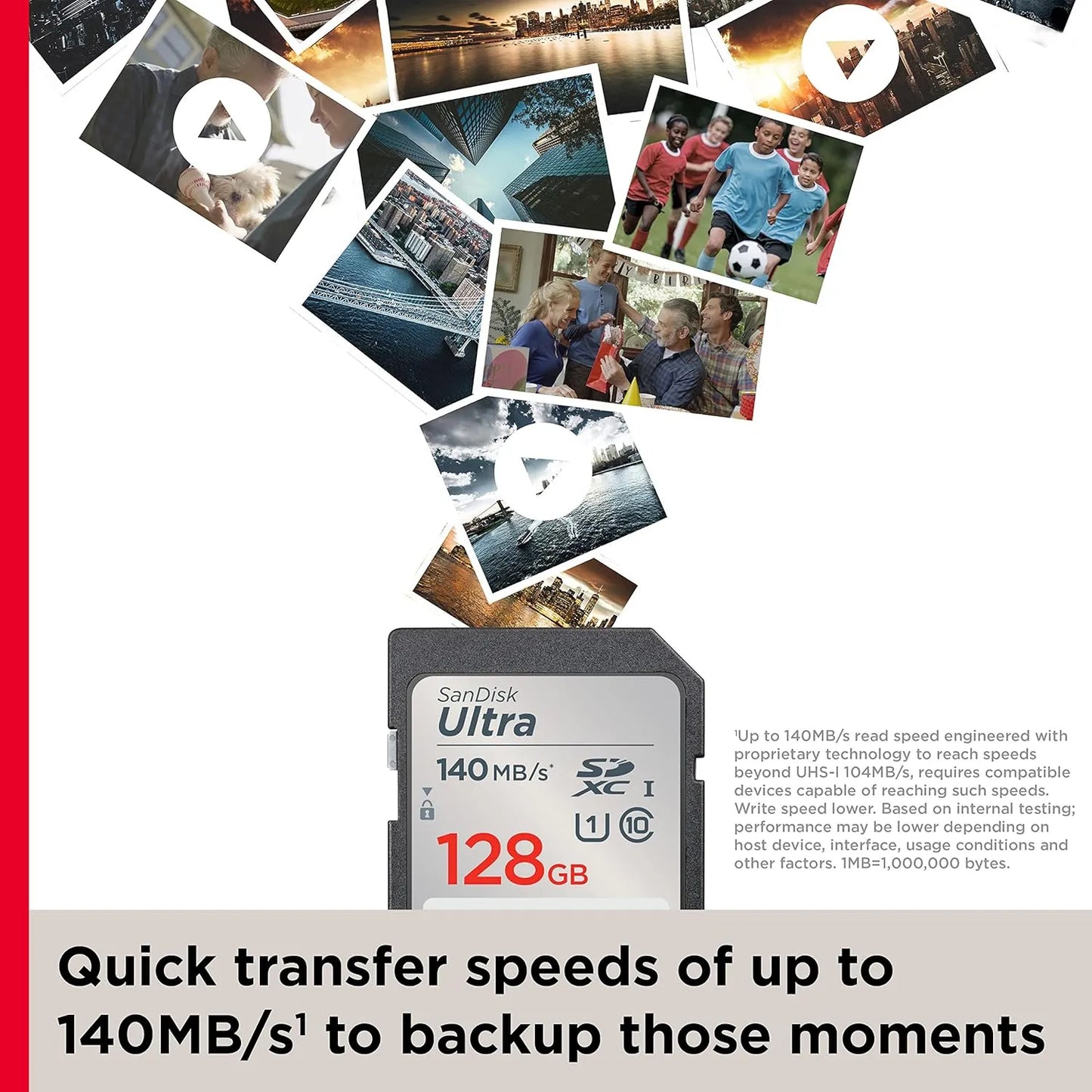 Tarjeta De Memoria SanDisk Ultra SDXC 128 GB Velocidad 140 MB/s Full HD